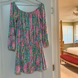 Lilly Pulitzer Strapless Dress in Pink and Green
